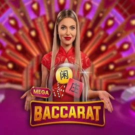 Mega Baccarat slot logo by Pragmatic Play at Lizaro Casino